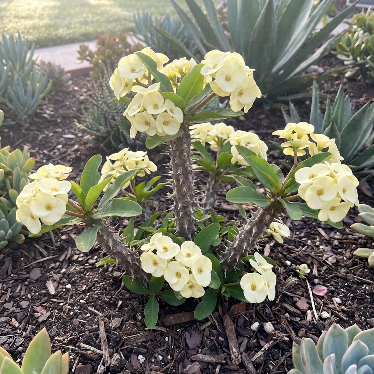 Euphorbia Milii Thorn Flower Seeds – White Mix for Easy Planting