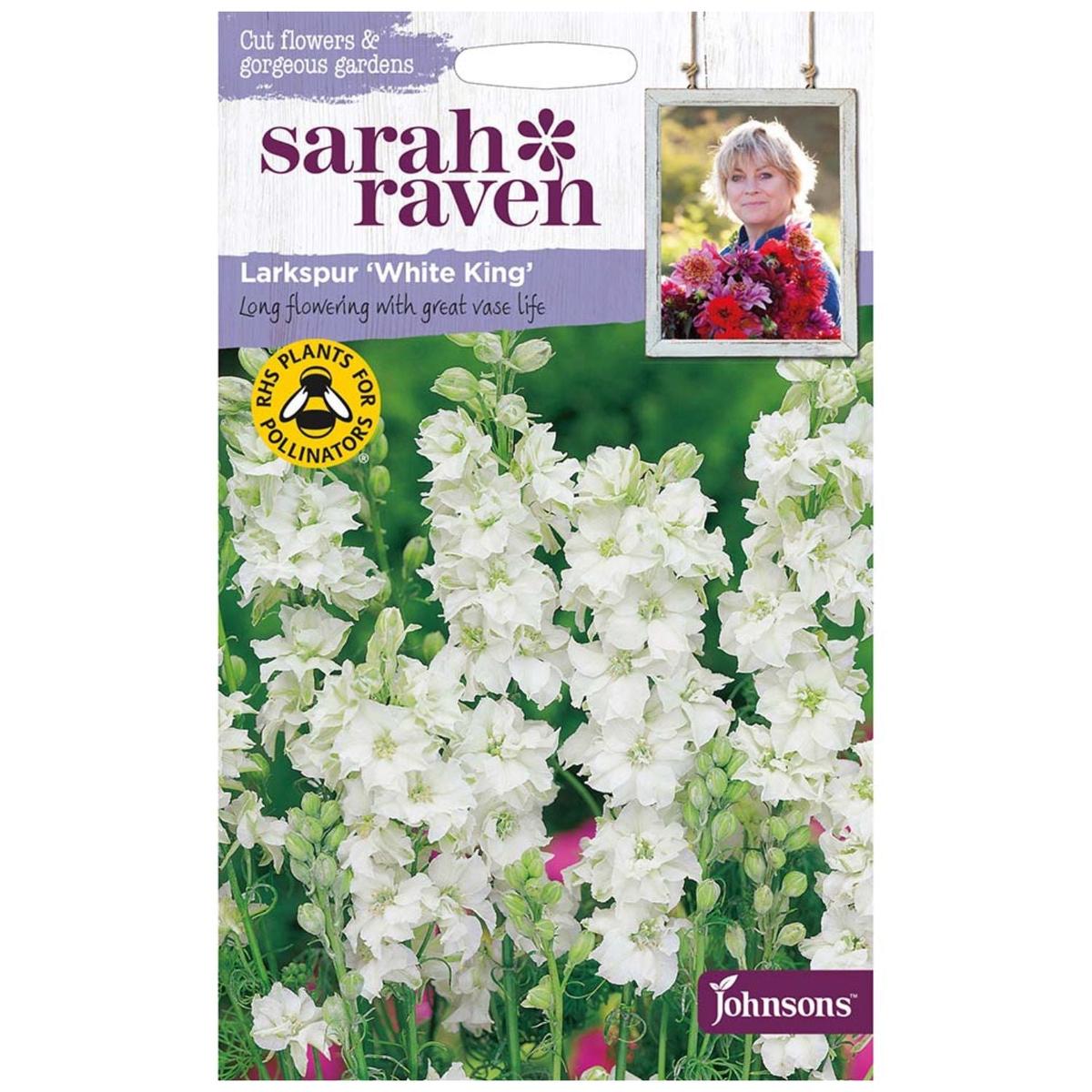 Johnsons Sarah Raven Larkspur White King Seeds