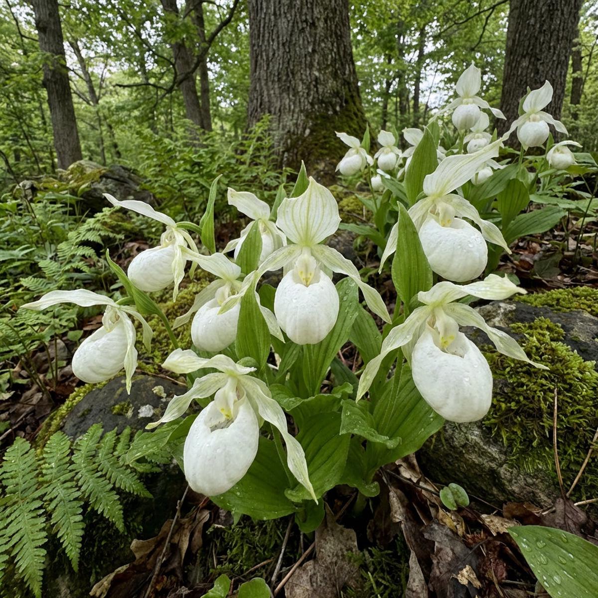 White Ladys Slipper Flower Seeds for Planting  Rare Woodland Orchid Blooms