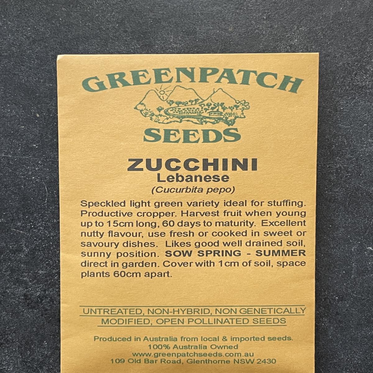 Zucchini Lebanese Greenpatch Seeds