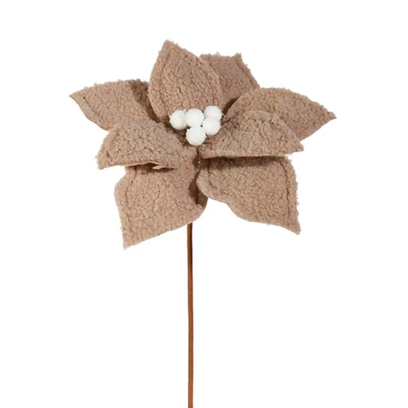 RAZ, Poinsettia Light Brown Sherpa, 14"
