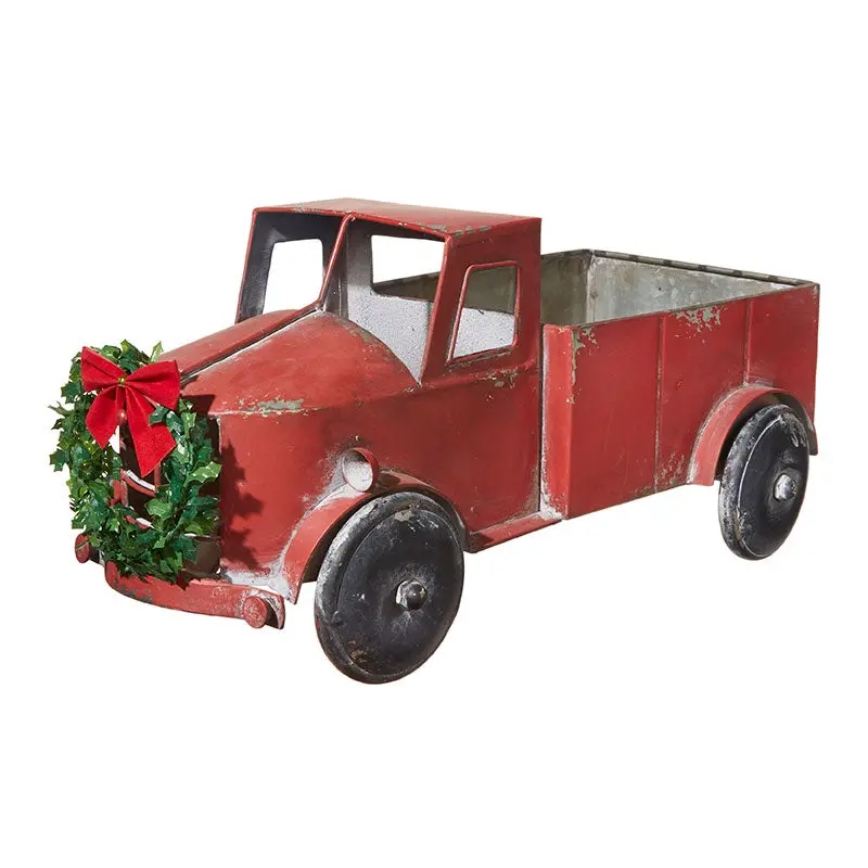 17.5" Red Truck w/ Wreath