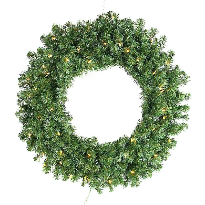 24" Norway Pine Lifelike Wreath, Pre-Lit Clear Lights