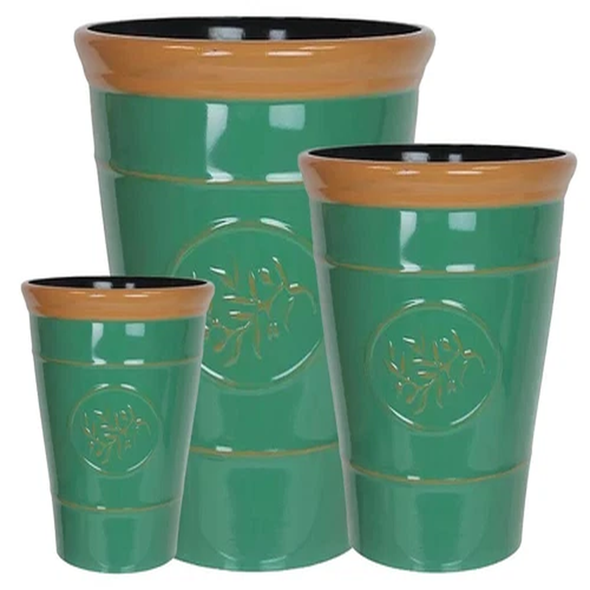 GreenBrown Decorative Small Large Plant Pot Outdoor Garden Round Plastic Planter