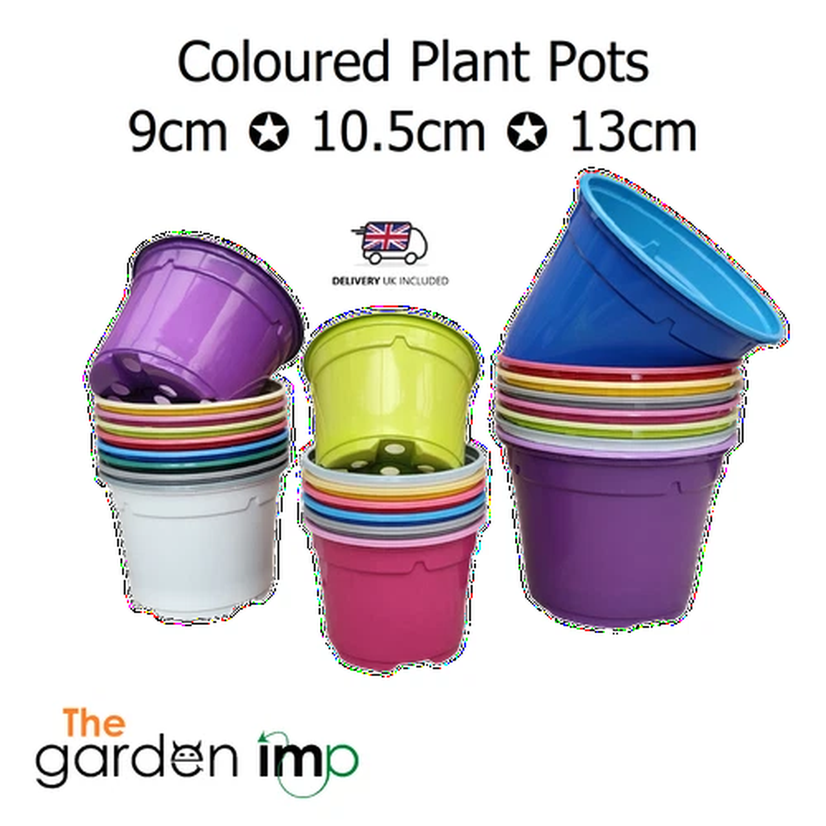 Plant Pots Plastic 9cm 10.5cm 13cm Coloured Round Bright Glossy Seed Flower Pot