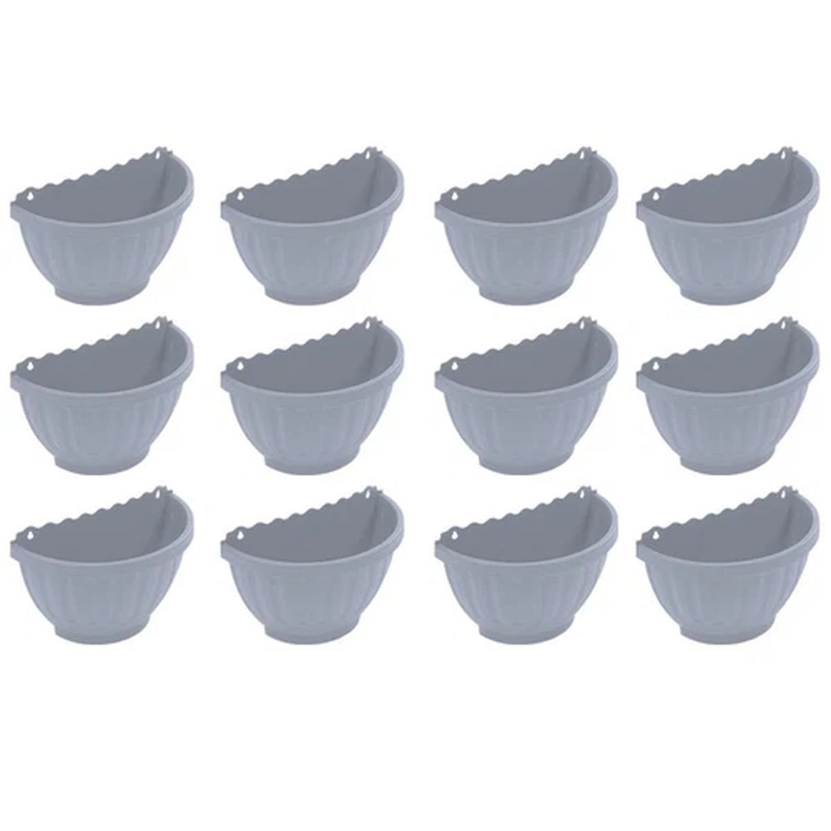12 x Hanging Wall Basket Indoor Outdoor Fence / Flower Pot Balcony Garden - Grey