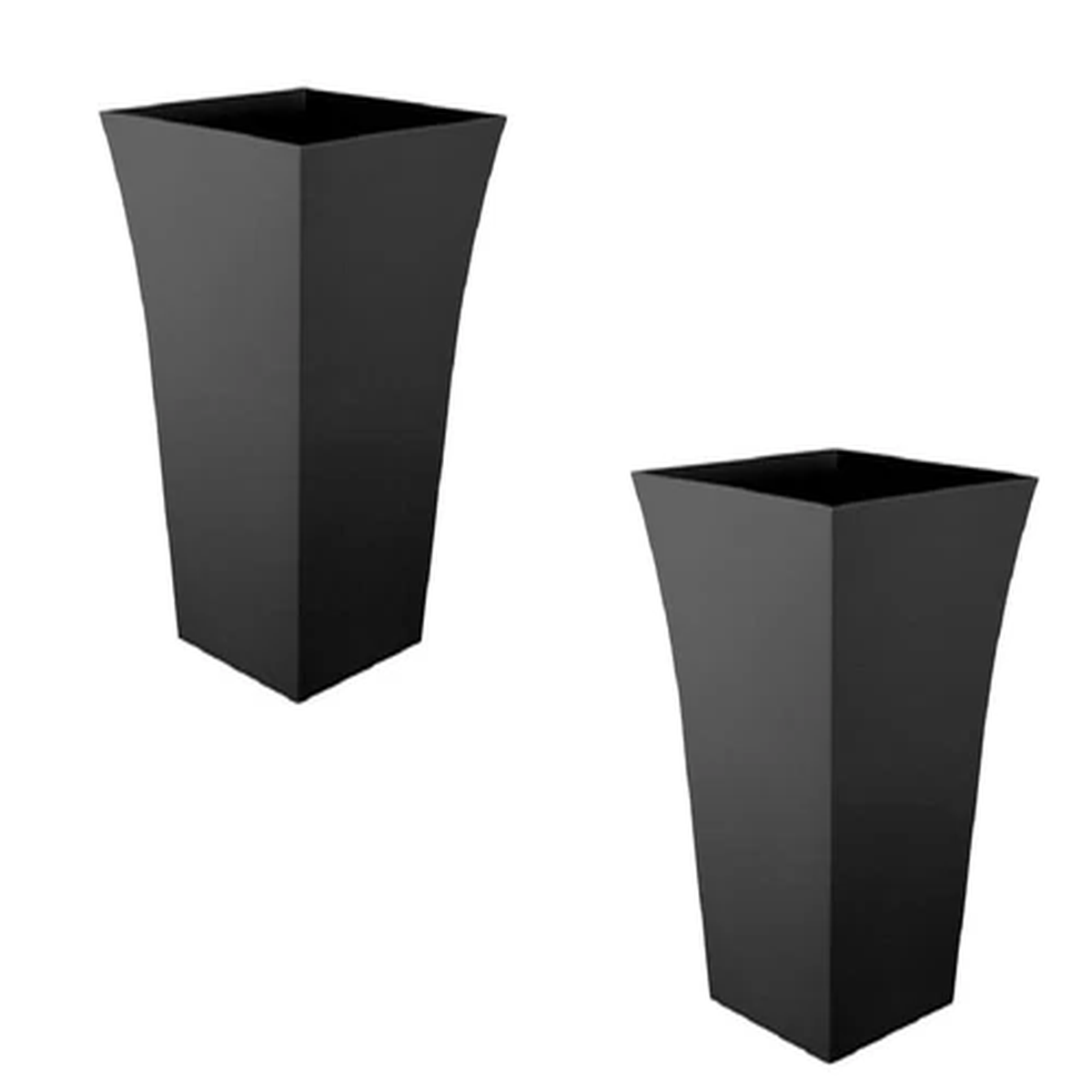 2 Black Large Milano Square Planters Indoor / Outdoor Black Planters