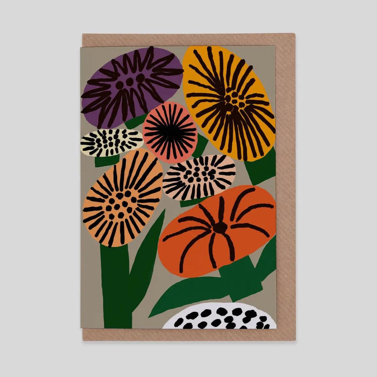 Memphis Flowers Greeting Card
