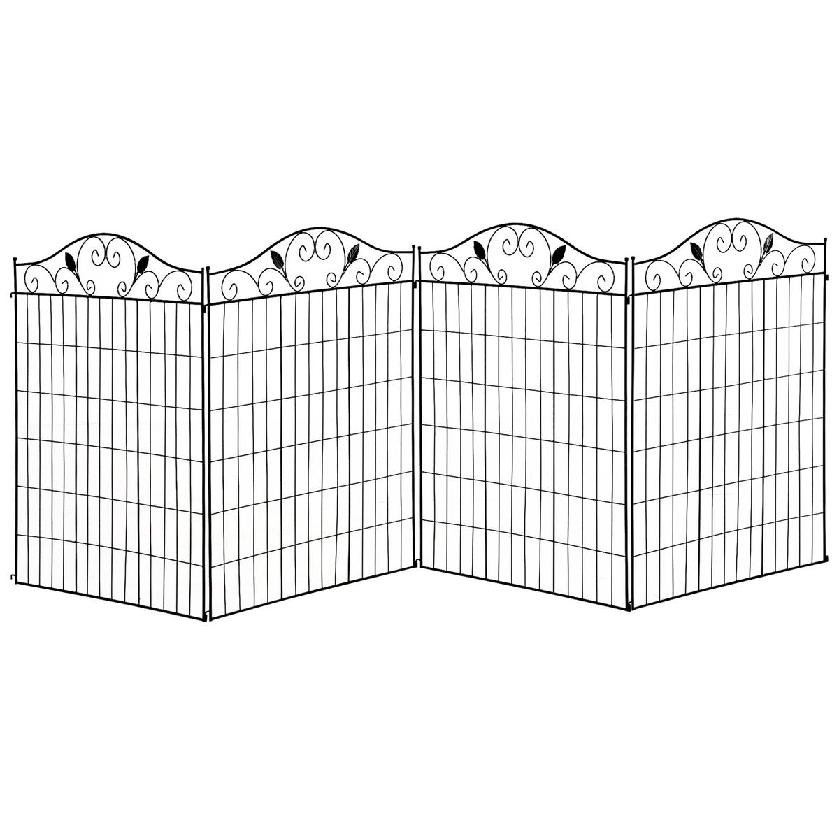 Garden Decorative Fence 4 Panels 44in x 12ft Steel Border Edging for Landscaping