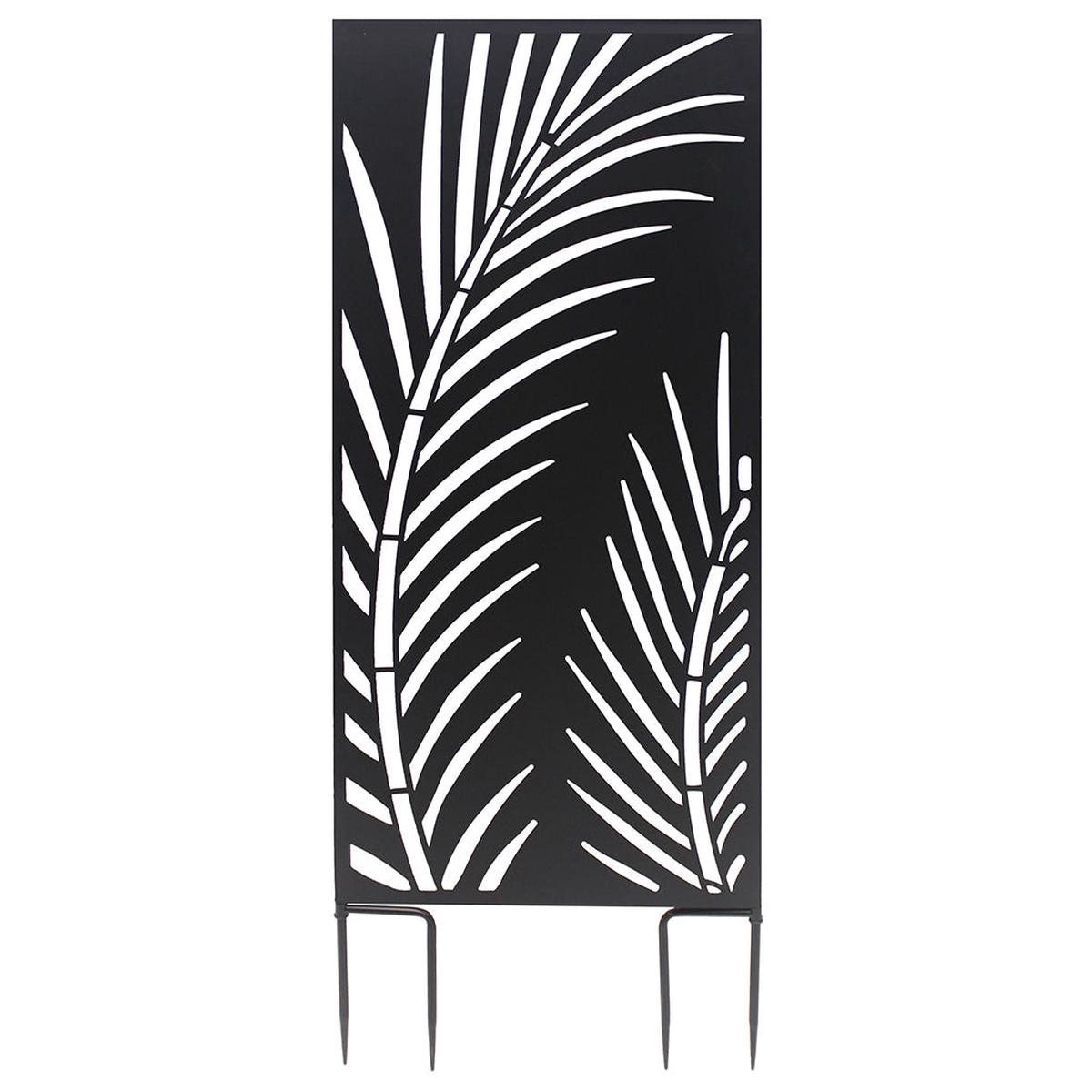 Palm Leaves Black Metal Garden Screen