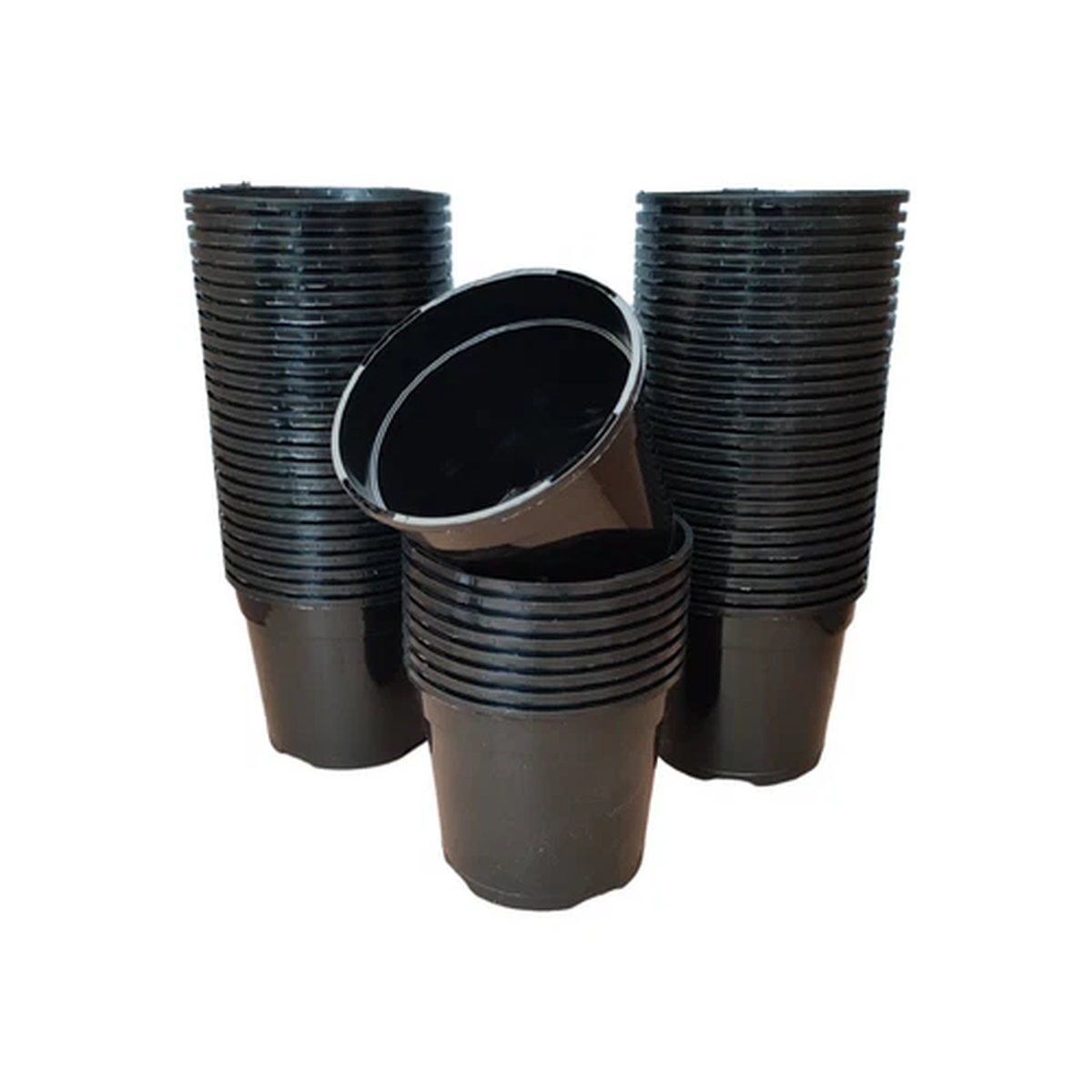 1.5L Plastic Plant Pots Round 15cm Strong Duty Professional Grow Pot Black | x10