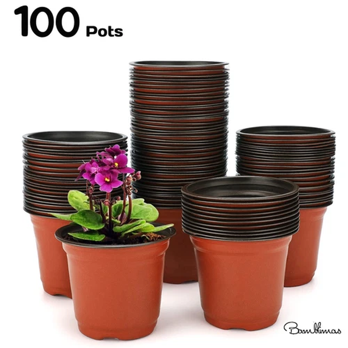100 Pcs 4" Plastic Nursery Pots 10cm Seedling Starter Pots Drainage Holes - UK
