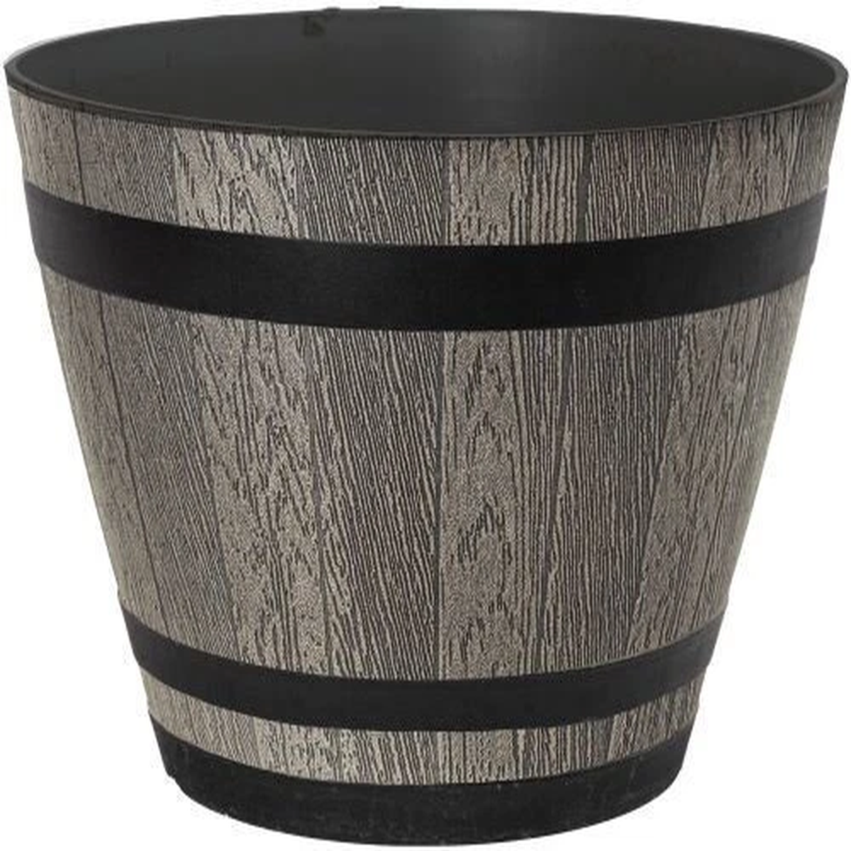 18 Litre Wooden Barrel Plant Pot Outdoor Garden Round Plastic Flower Planter