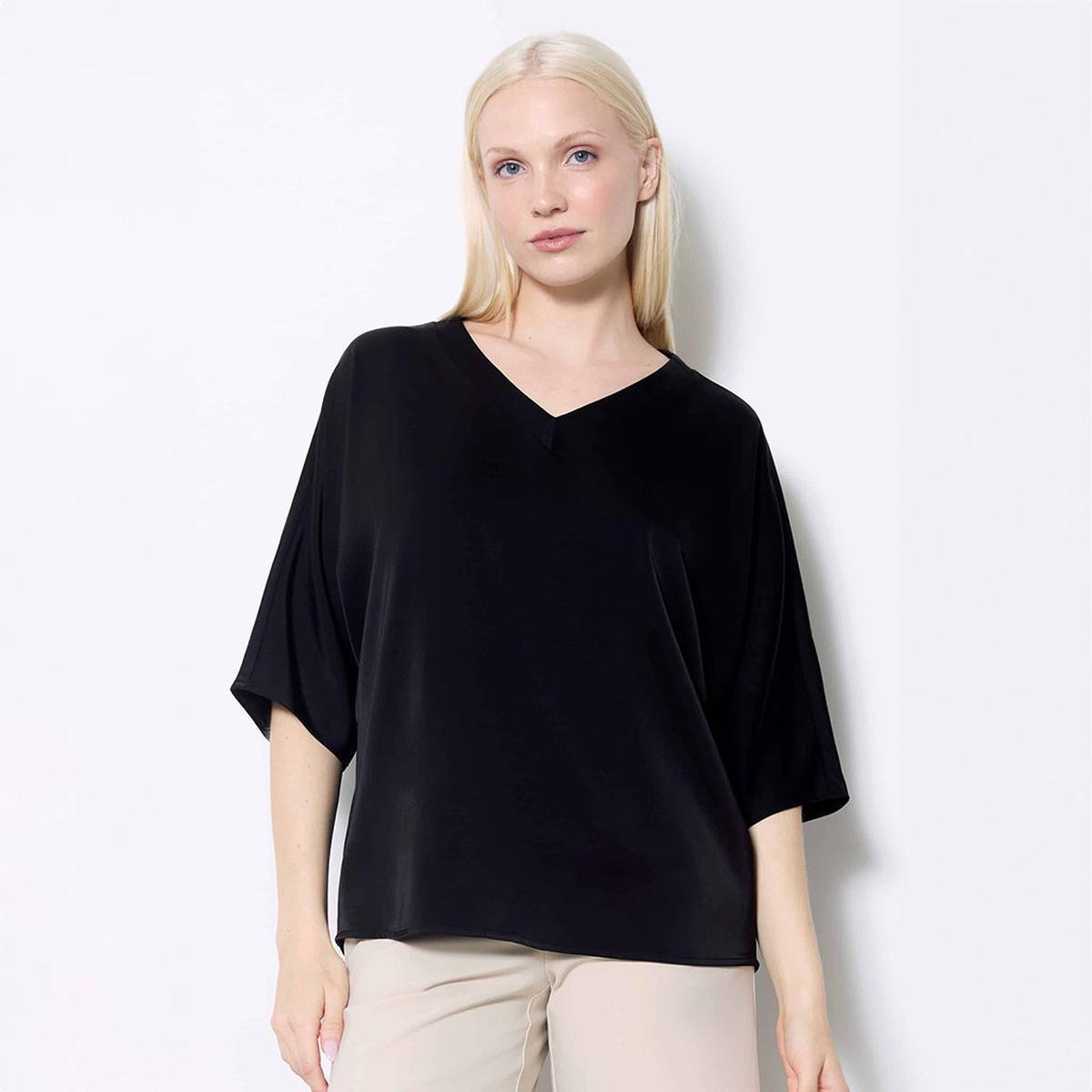 Belize Satin Top Black