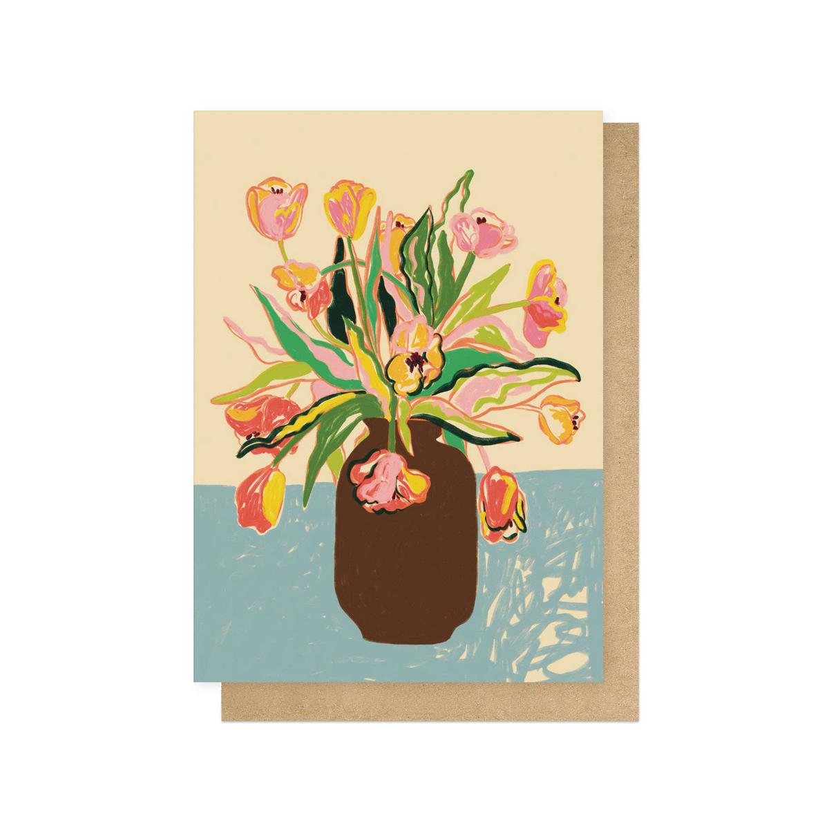 Tulips Vase Greetings Card