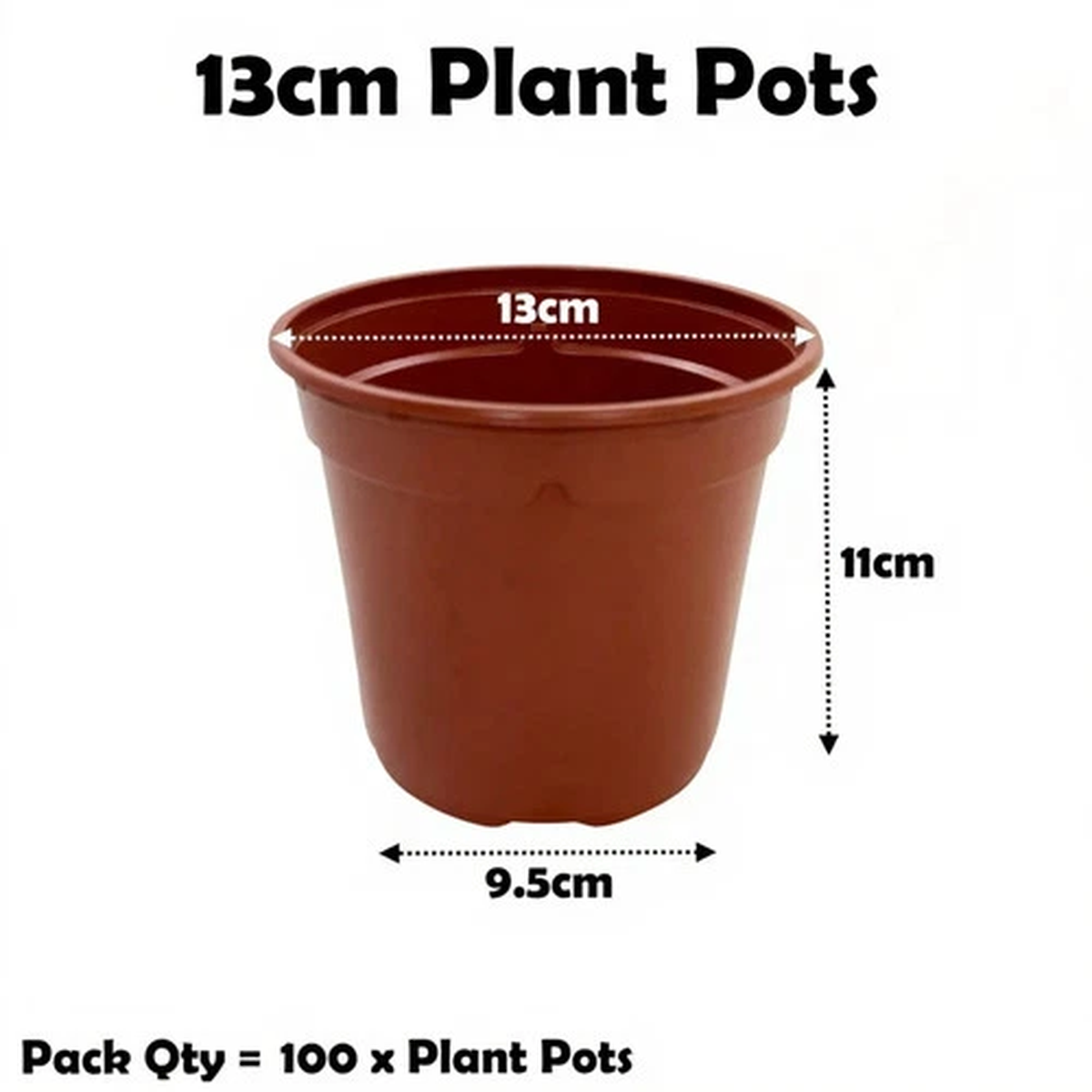 13cm Plant Pots 1 Litre Plastic Tall 11cm Deep Full Seed Flower Pot Qty = 100