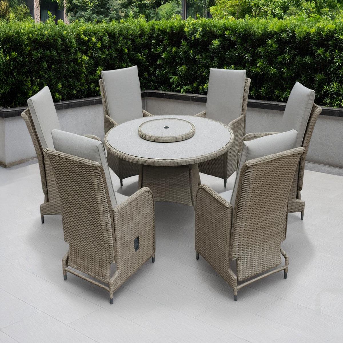Rattan Garden Patio Dining Set by Mayfair - 6 Seats Grey