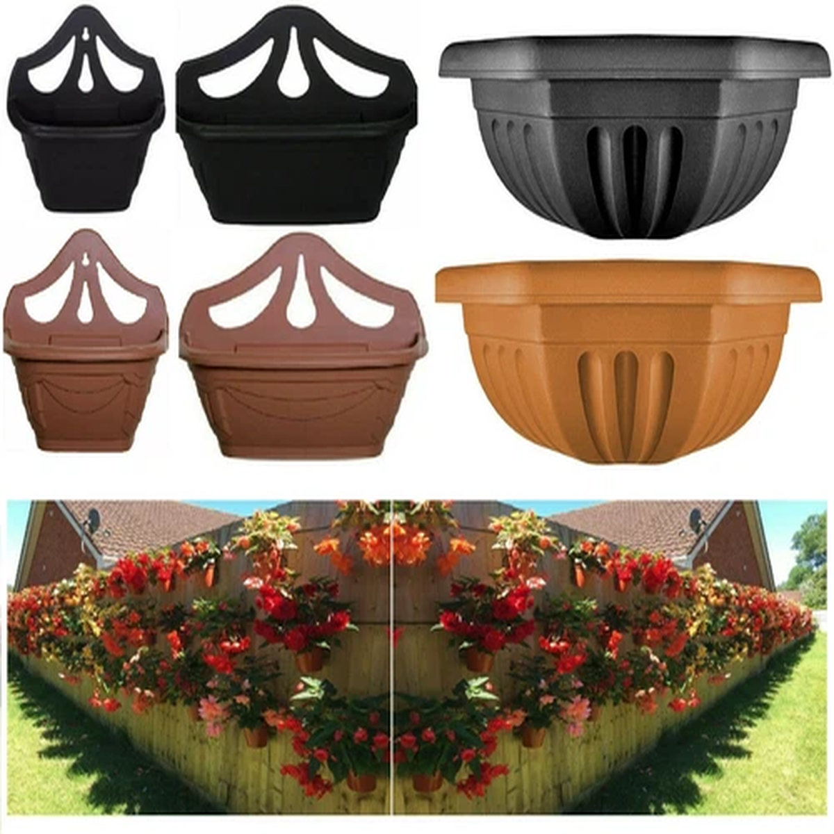 Wall Mounted Plastic Plant Flower Basket Pot Planter Container Venetian Garden